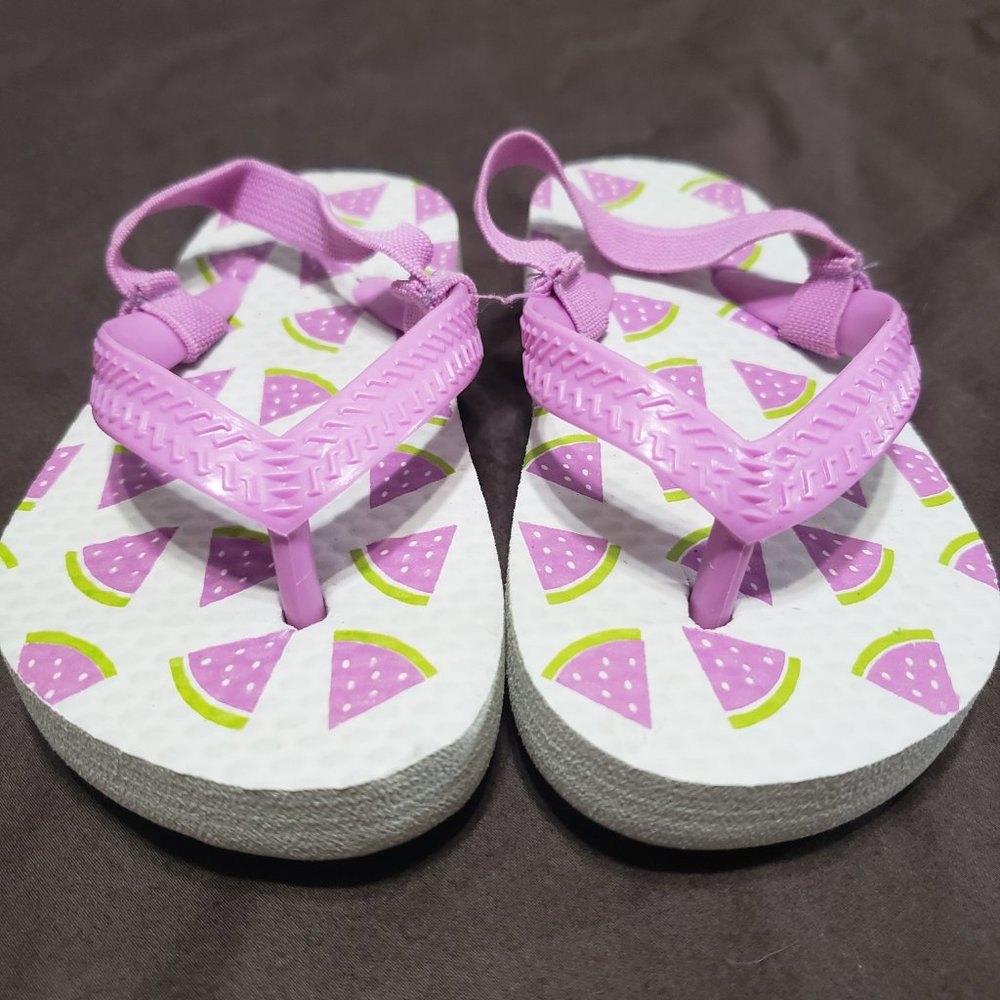 Purple Water Melon Flip Flop Sandals Size 5.5 Toddler Elastic Back Strap